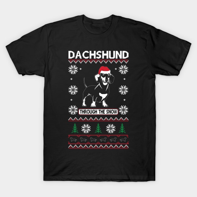 Dachshund Through The Snow T-Shirt by ryanjaycruz